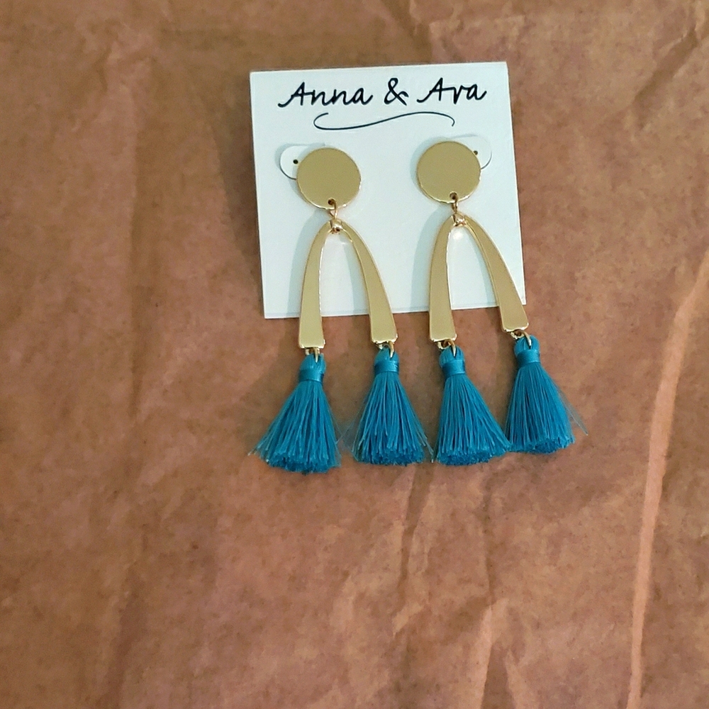 Anna & Ava Blue/Gold Tassel Earrings